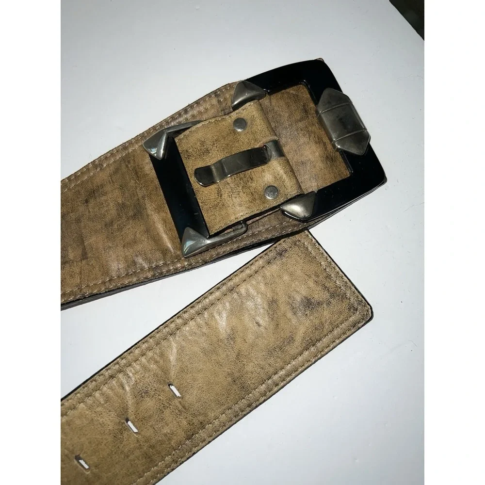 VTG Streets Ahead Leather Silver Black Brown Belt Small 30
